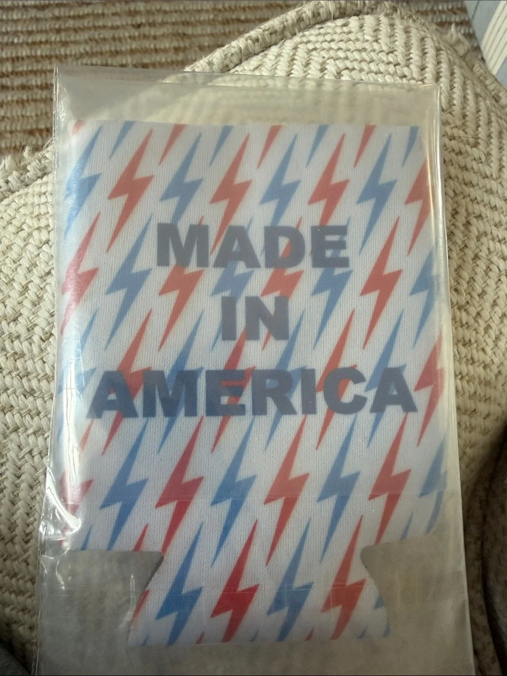 Aviator Nation Bolt Can Koozie - Red & Blue with Rainbow Stripe